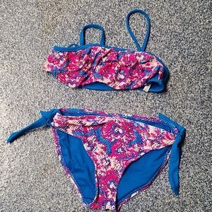 SO girls 2pc mesh ruffle bathing suit